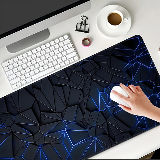 Extra-Large Blue 3D Textured Mouse Pad - Waterproof, Non-Slip Rubber Base for Gaming & Office Use, Rectangular Desk Mat for Keyboard and Laptop