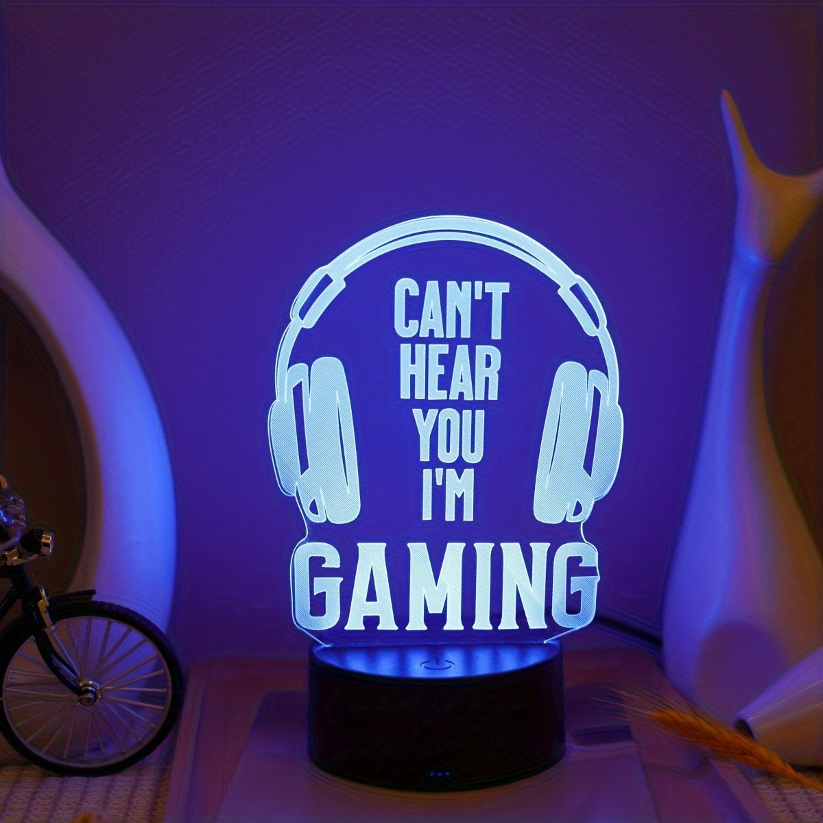 1pc Gaming Headset 3D Night Light - USB Powered, Touch Control with 7-Color Gradient, Perfect for Bedroom & Desktop Ambiance