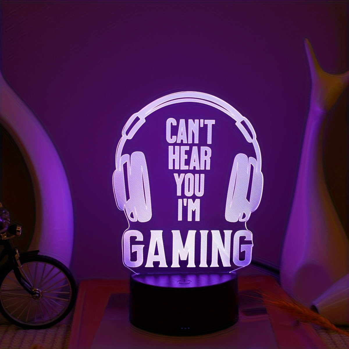 1pc Gaming Headset 3D Night Light - USB Powered, Touch Control with 7-Color Gradient, Perfect for Bedroom & Desktop Ambiance